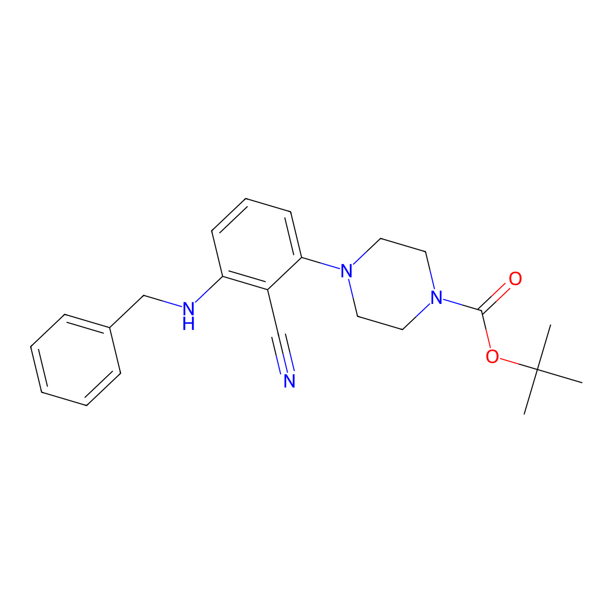 Tert-butyl 4-[3-(benzylamino)-2-cyanophenyl]piperazine-1-carboxylate molecular structure, CAS 1242268-05-8