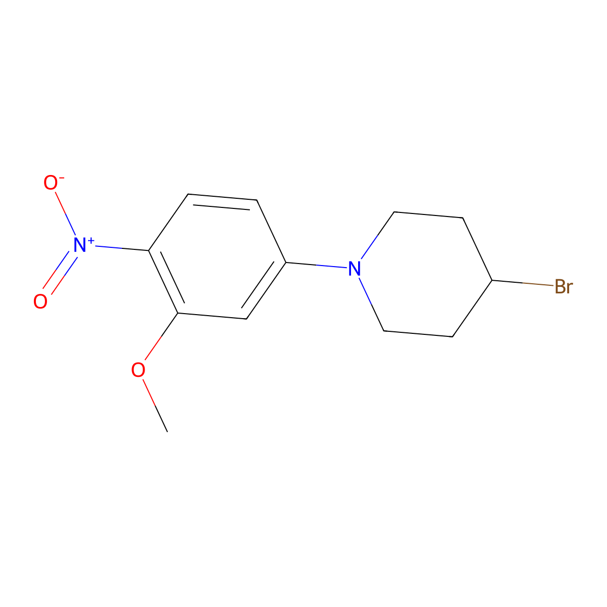 4-Bromo-1-(3-methoxy-4-nitrophenyl)piperidine molecular structure, CAS 1242268-15-0