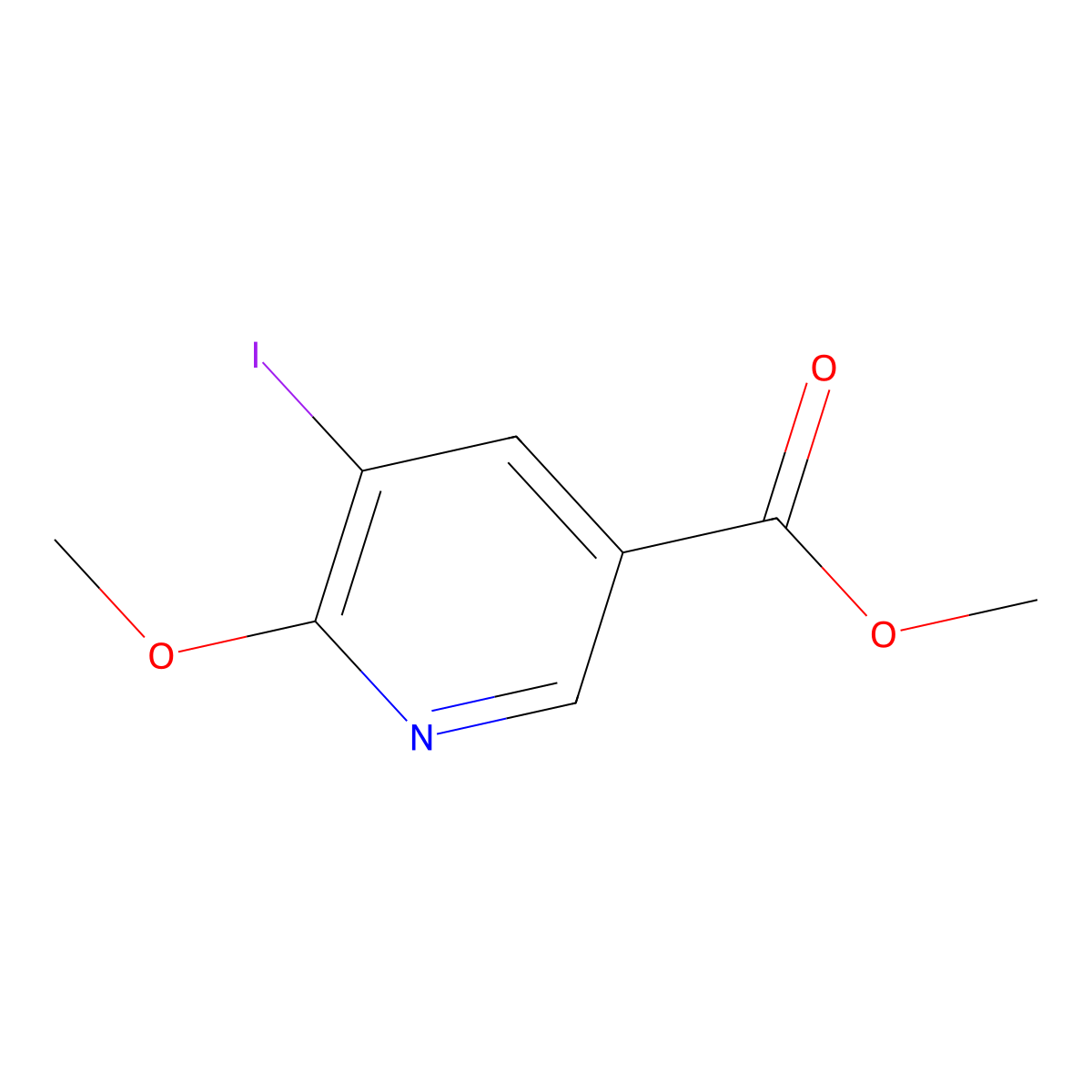 Methyl 5-iodo-6-methoxypyridine-3-carboxylate molecular structure, CAS 1242268-18-3