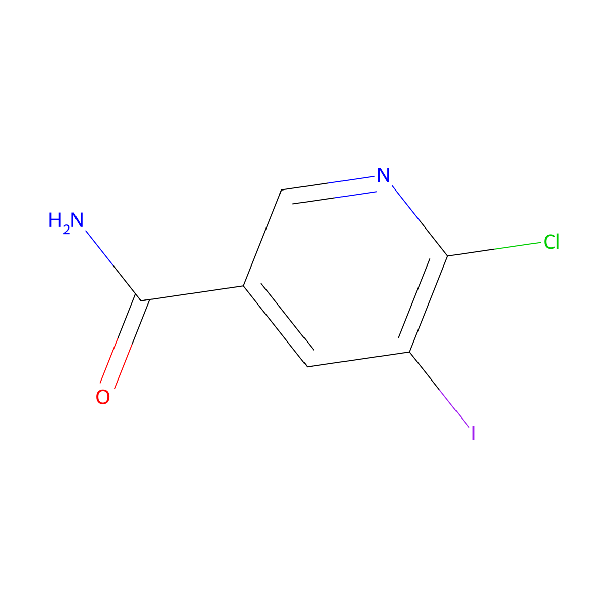 6-Chloro-5-iodopyridine-3-carboxamide molecular structure, CAS 1242268-21-8