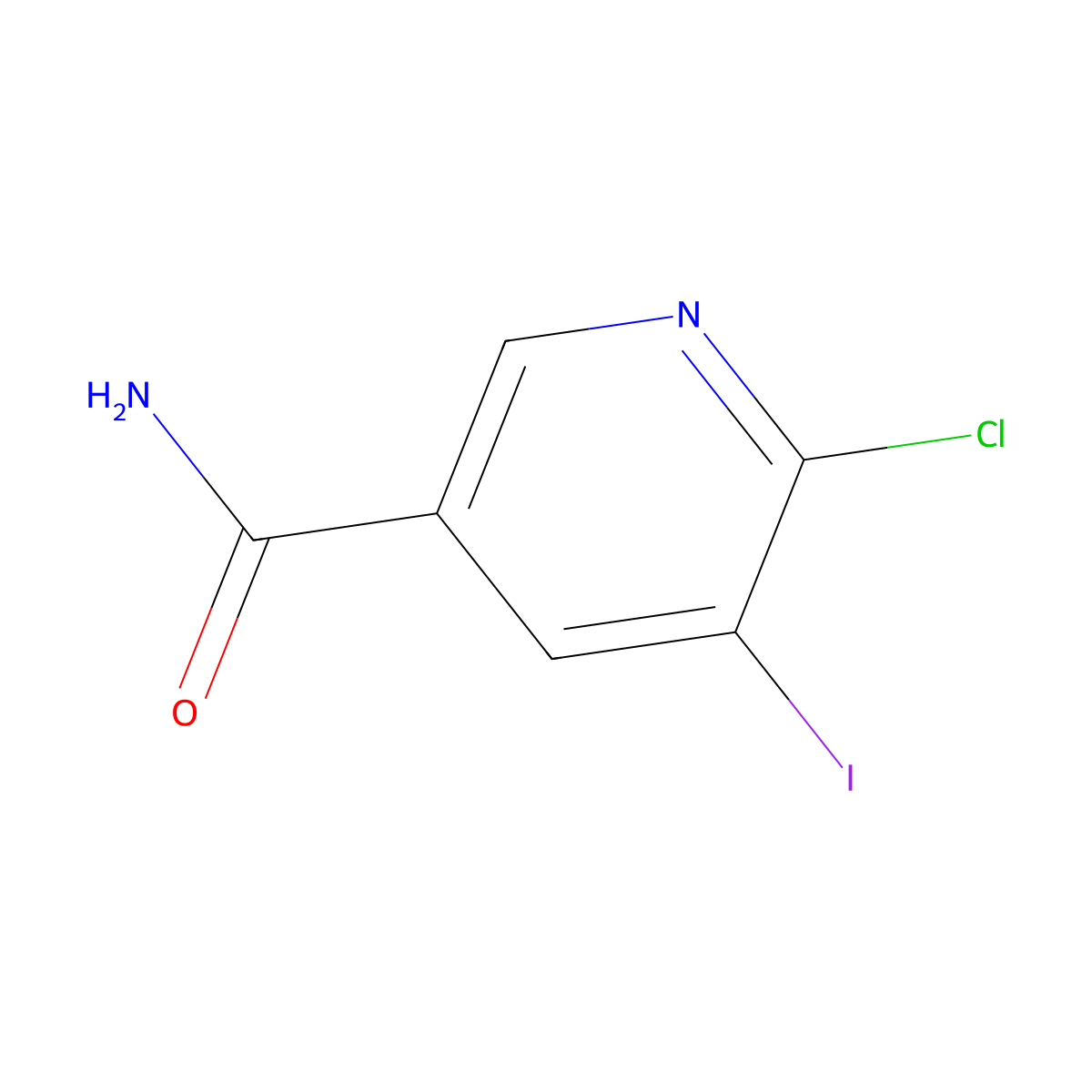 6-Chloro-5-iodopyridine-3-carboxamide molecular structure, CAS 1242268-21-8