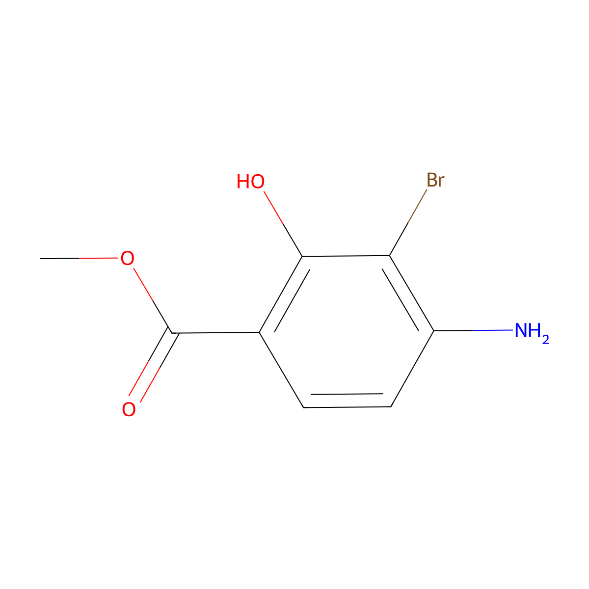 Methyl 4-amino-3-bromo-2-hydroxybenzoate molecular structure, CAS 1242268-24-1