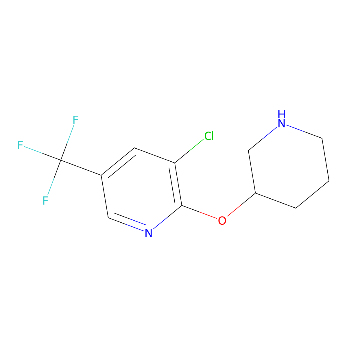 3-Chloro-2-(piperidin-3-yloxy)-5-(trifluoromethyl)pyridine molecular structure, CAS 1242268-26-3