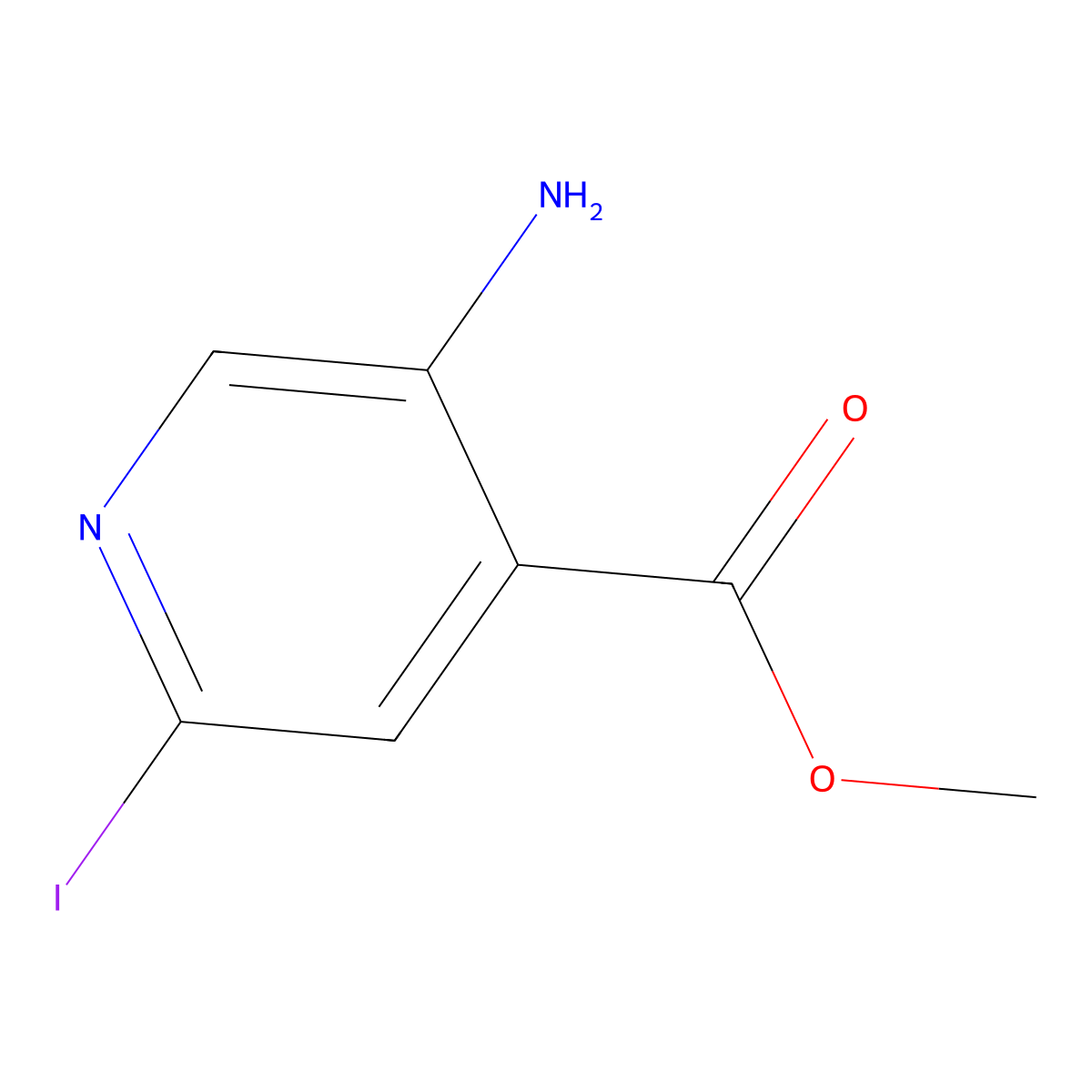 Methyl 5-amino-2-iodopyridine-4-carboxylate molecular structure, CAS 1242268-28-5