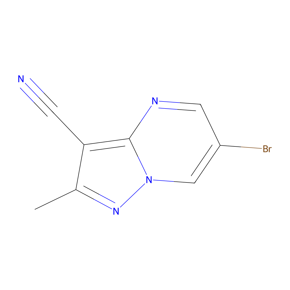 6-Bromo-2-methylpyrazolo[1,5-a]pyrimidine-3-carbonitrile molecular structure, CAS 1242268-30-9