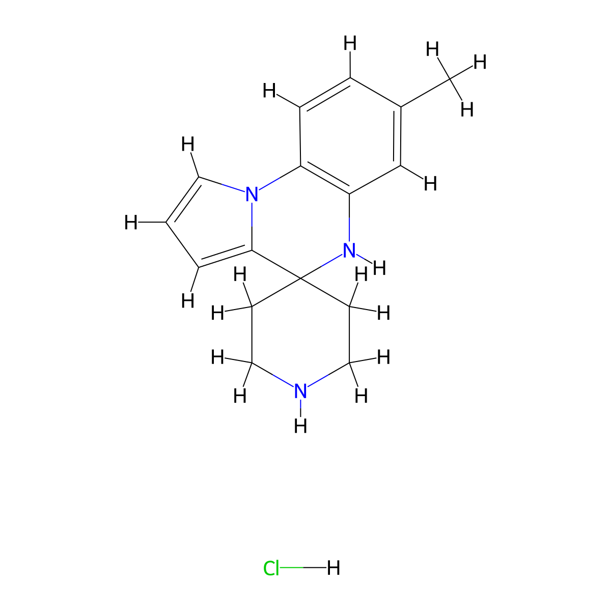 7'-methyl-5'H-spiro[piperidine-4,4'-pyrrolo[1,2-a]quinoxaline] hydrochloride molecular structure, CAS 1242268-31-0