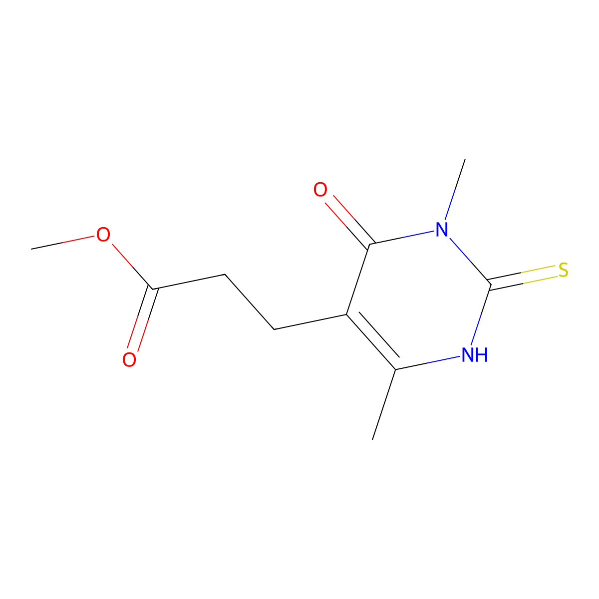 Methyl 3-(3,6-dimethyl-4-oxo-2-thioxo-1,2,3,4-tetrahydropyrimidin-5-yl)propanoate molecular structure, CAS 1242281-50-0