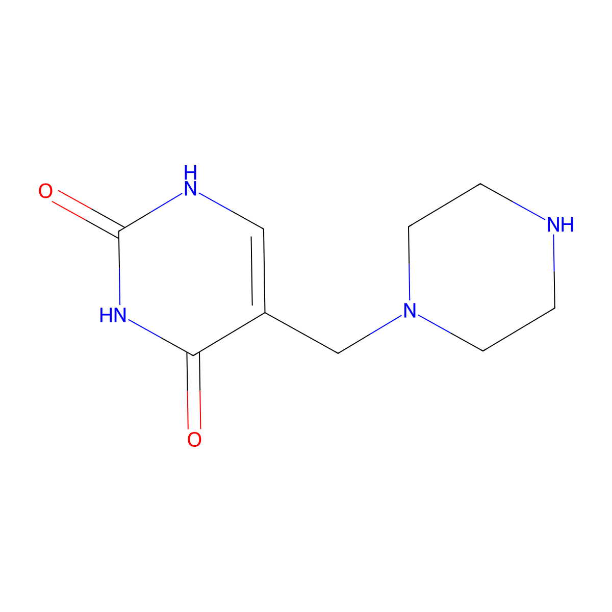 5-(piperazin-1-ylmethyl)pyrimidine-2,4(1H,3H)-dione molecular structure, CAS 1242281-57-7