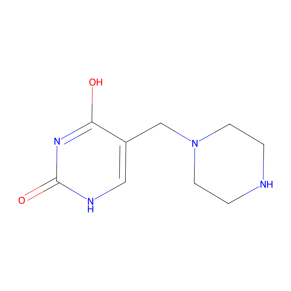 5-(piperazin-1-ylmethyl)pyrimidine-2,4(1H,3H)-dione molecular structure, CAS 1242281-57-7