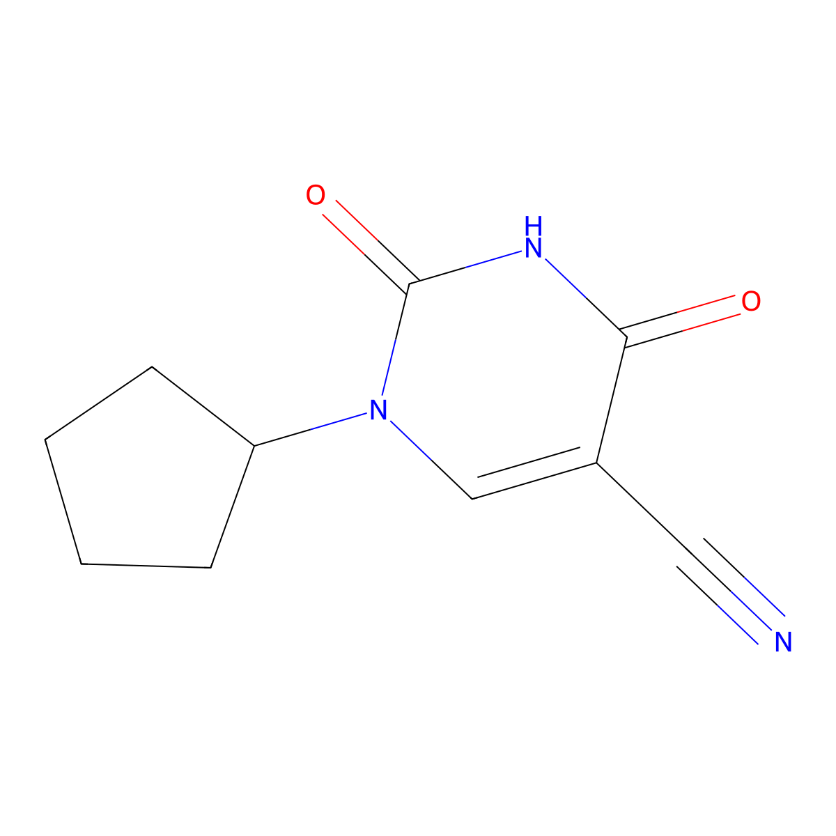 1-Cyclopentyl-2,4-dioxo-1,2,3,4-tetrahydropyrimidine-5-carbonitrile molecular structure, CAS 1242281-88-4