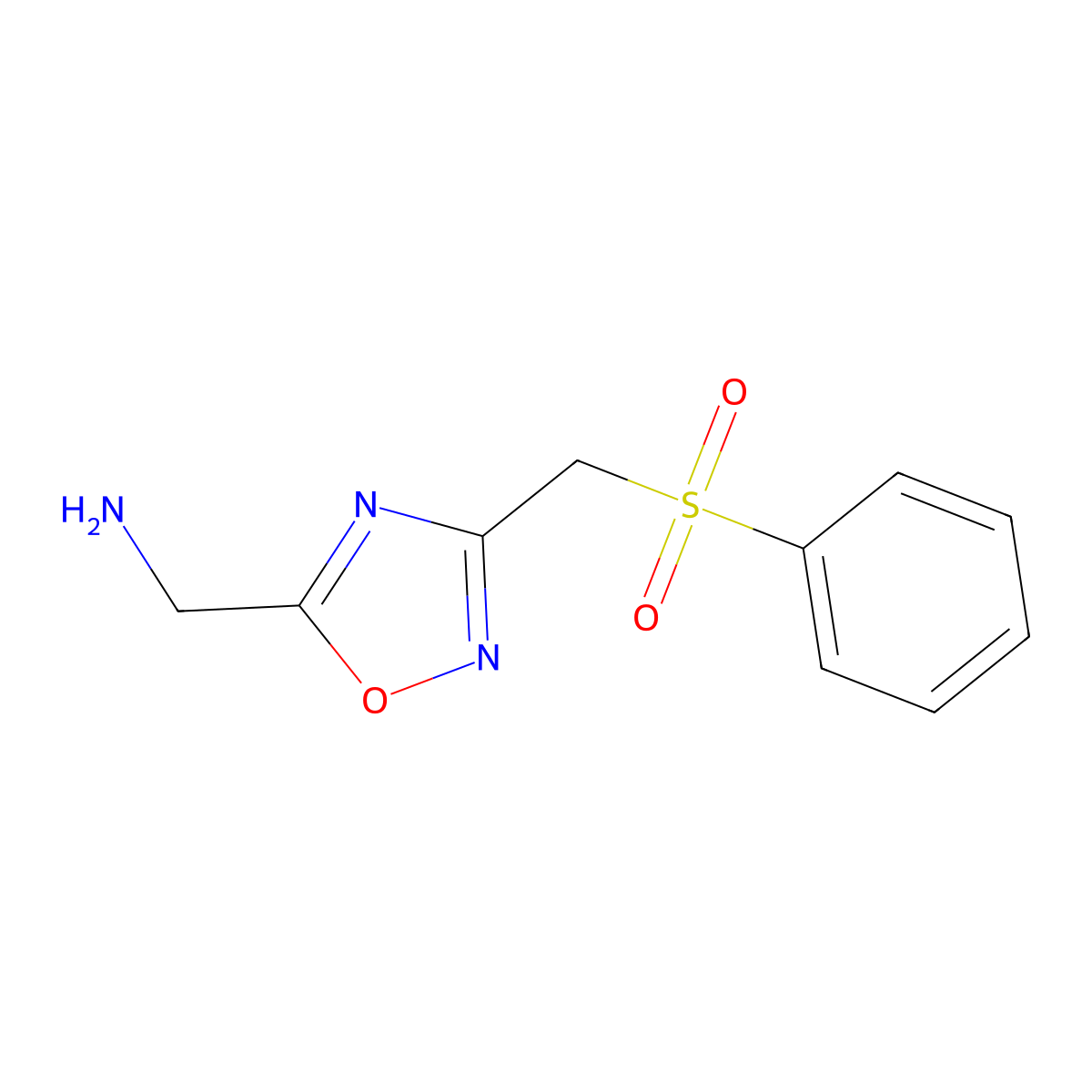 1-{3-[(Phenylsulfonyl)methyl]-1,2,4-oxadiazol-5-yl}methanamine molecular structure, CAS 1242281-95-3
