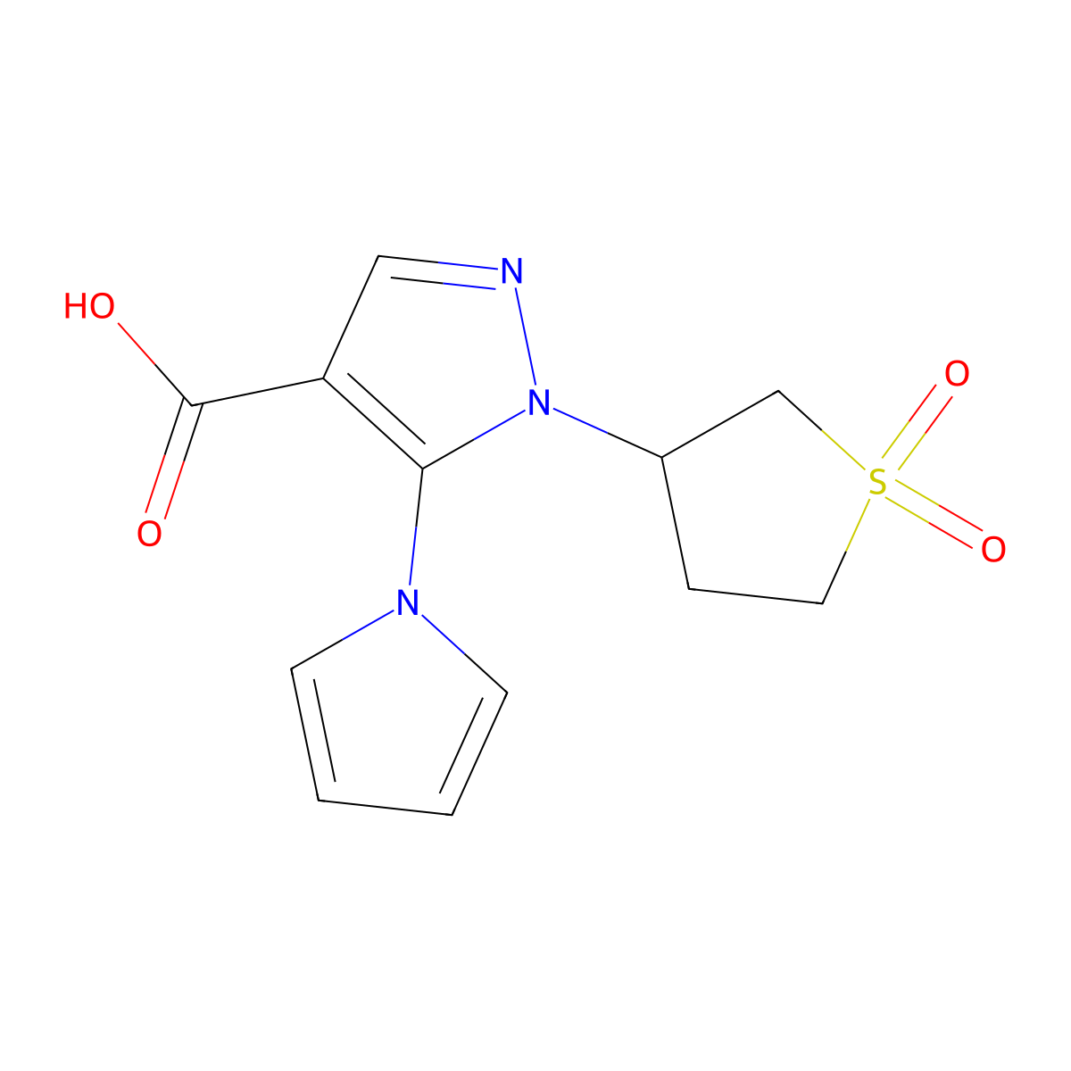 1-(1,1-dioxidotetrahydro-3-thienyl)-5-(1H-pyrrol-1-yl)-1H-pyrazole-4-carboxylic acid molecular structure, CAS 1242282-02-5