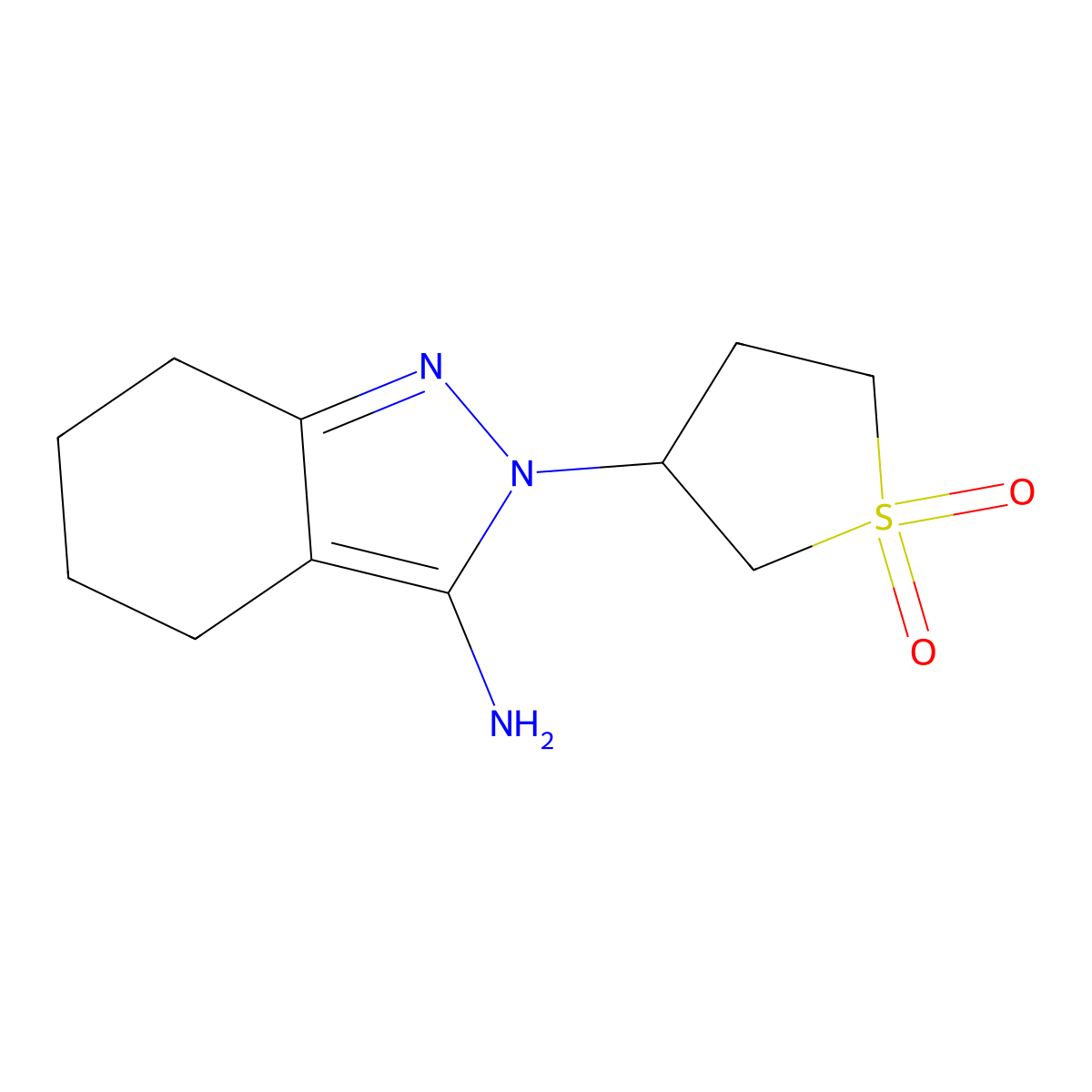 3-(3-Amino-4,5,6,7-tetrahydro-2H-indazol-2-yl)tetrahydrothiophene 1,1-dioxide molecular structure, CAS 1242282-03-6