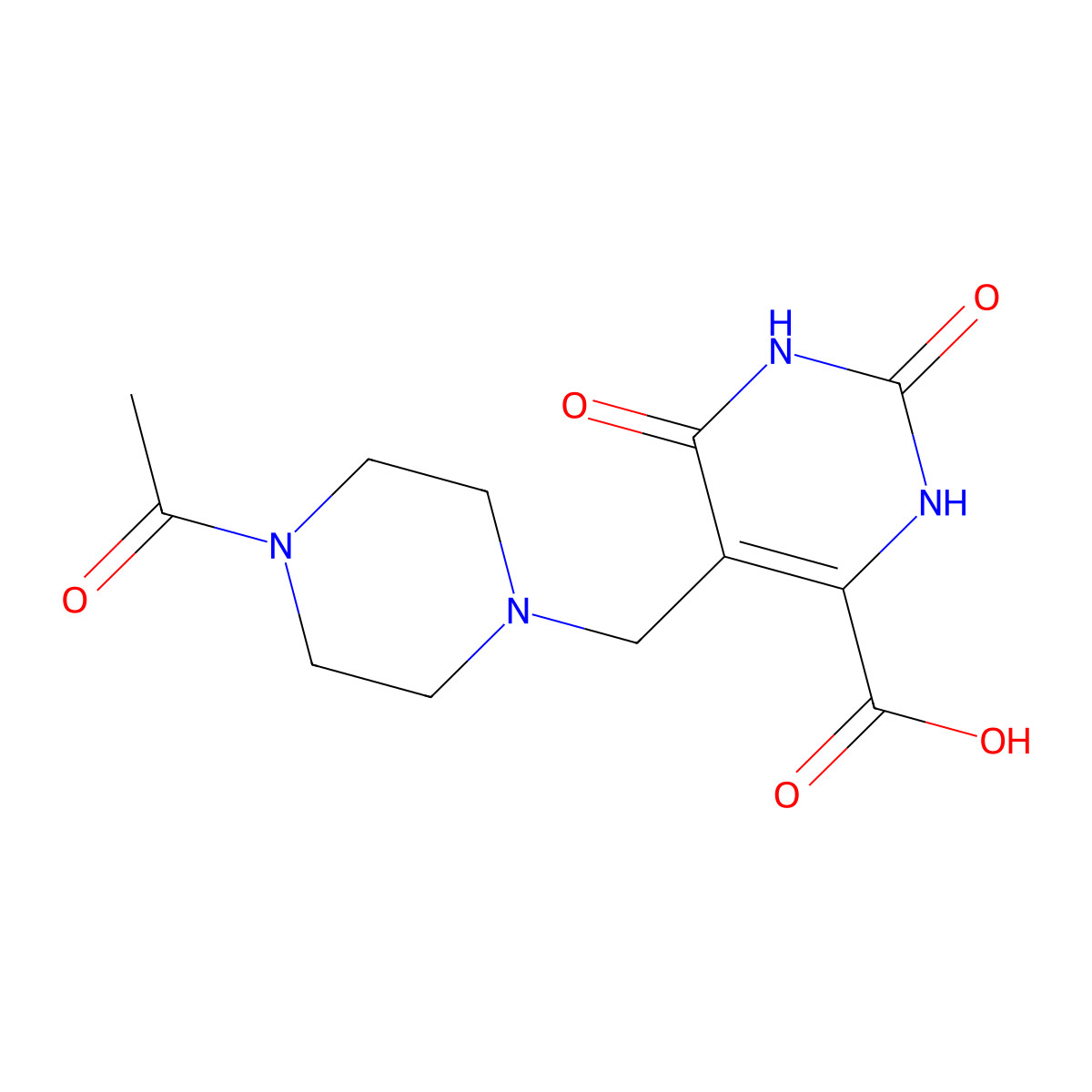 5-((4-Acetylpiperazin-1-yl)methyl)-2,6-dioxo-1,2,3,6-tetrahydropyrimidine-4-carboxylic acid molecular structure, CAS 1242282-16-1