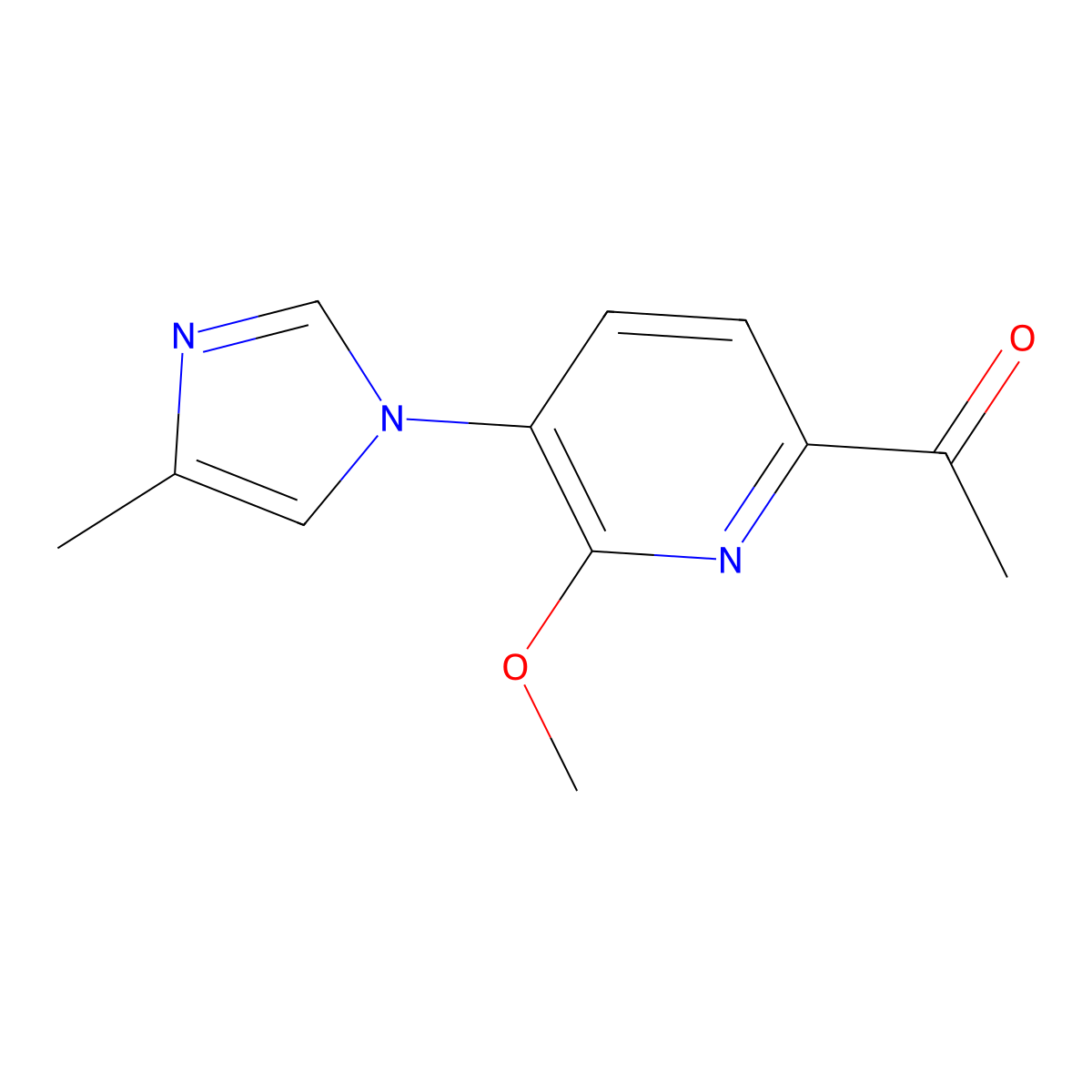 1-(6-Methoxy-5-(4-methyl-1H-imidazol-1-yl)pyridin-2-yl)ethan-1-one molecular structure, CAS 1242313-72-9