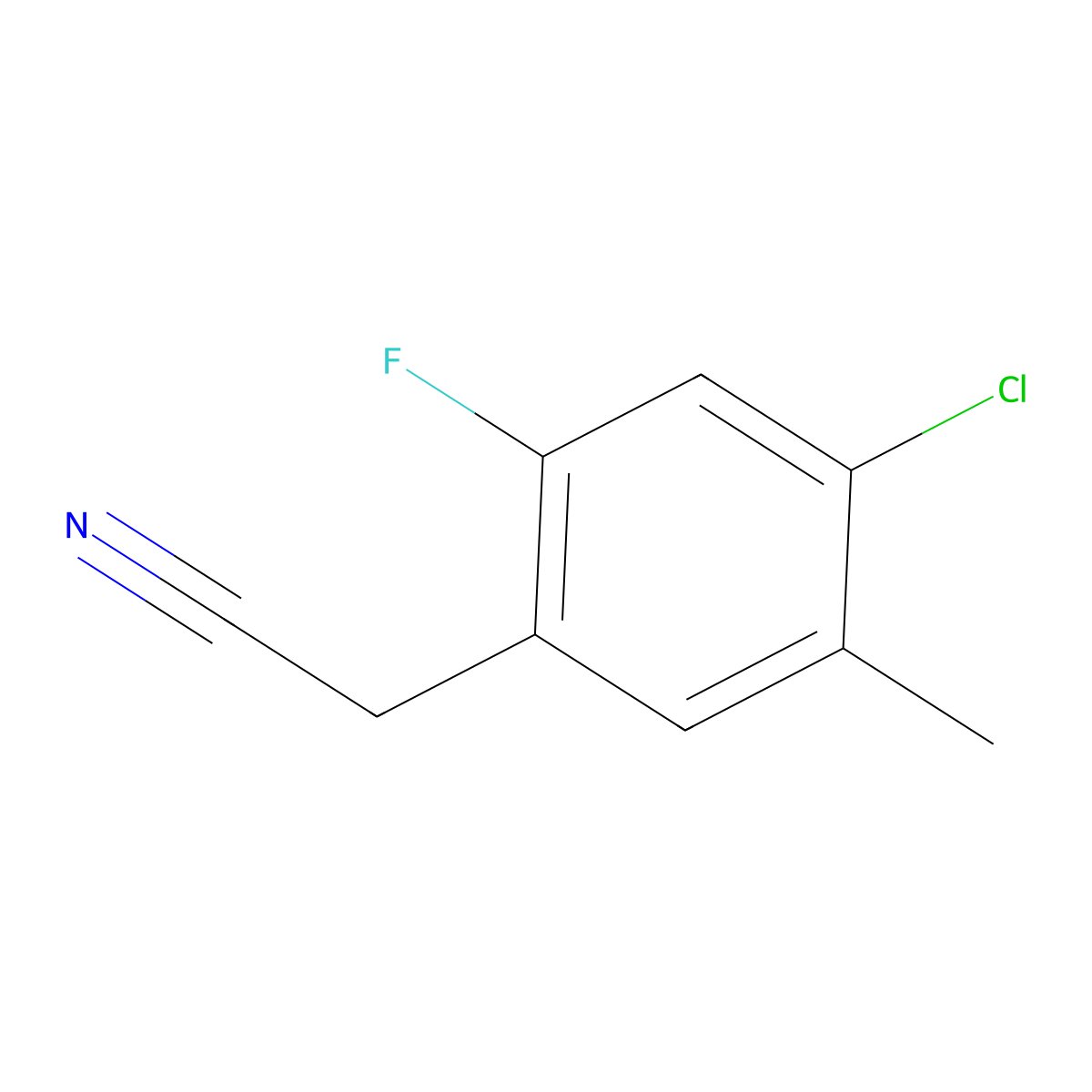 4-Chloro-2-fluoro-5-methylphenylacetonitrile molecular structure, CAS 1242314-99-3