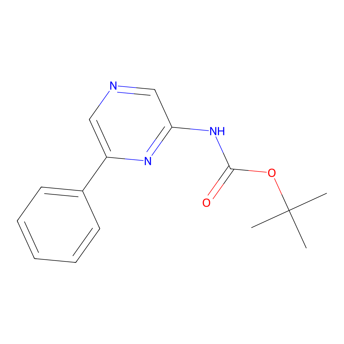 tert-Butyl (6-phenylpyrazin-2-yl)carbamate molecular structure, CAS 1242333-56-7