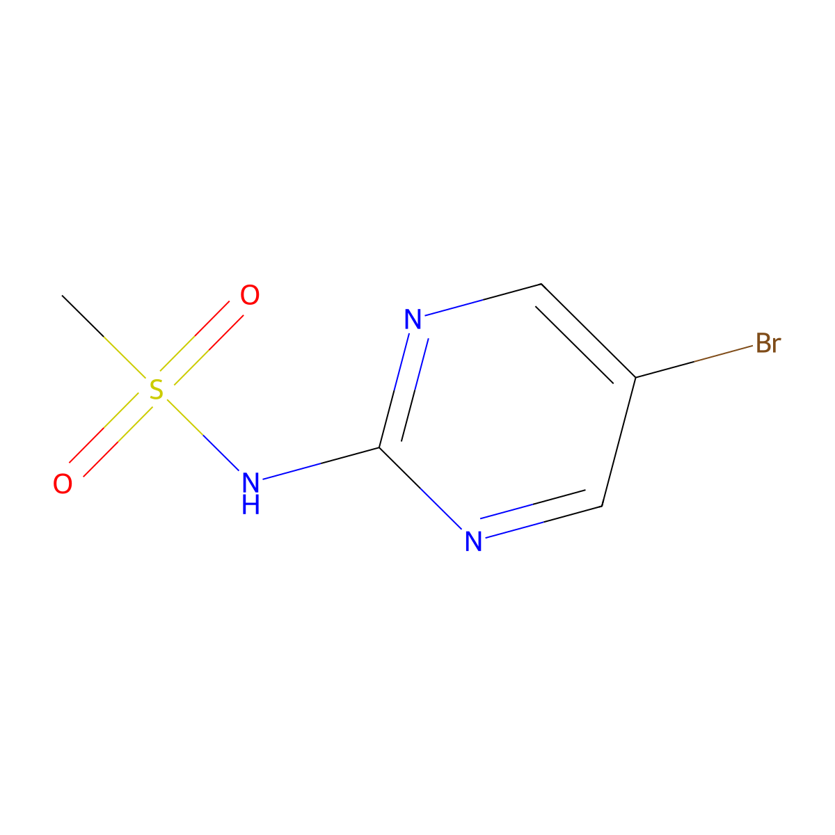 N-(5-Bromopyrimidin-2-yl)methanesulfonamide molecular structure, CAS 1242336-55-5