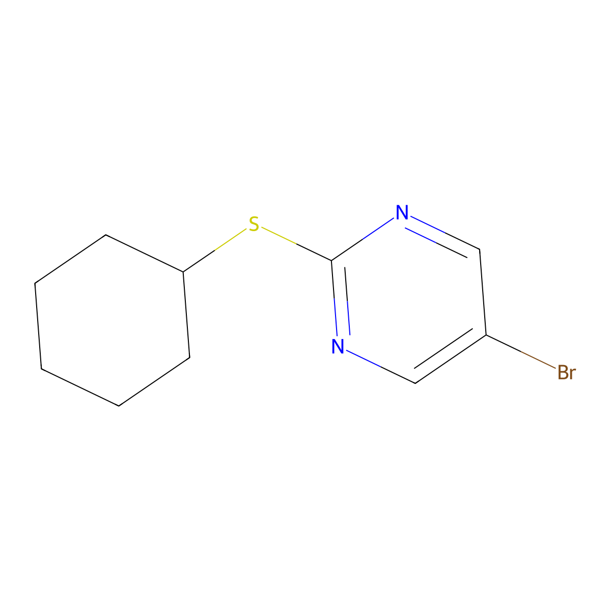 5-Bromo-2-(cyclohexylthio)pyrimidine molecular structure, CAS 1242336-56-6