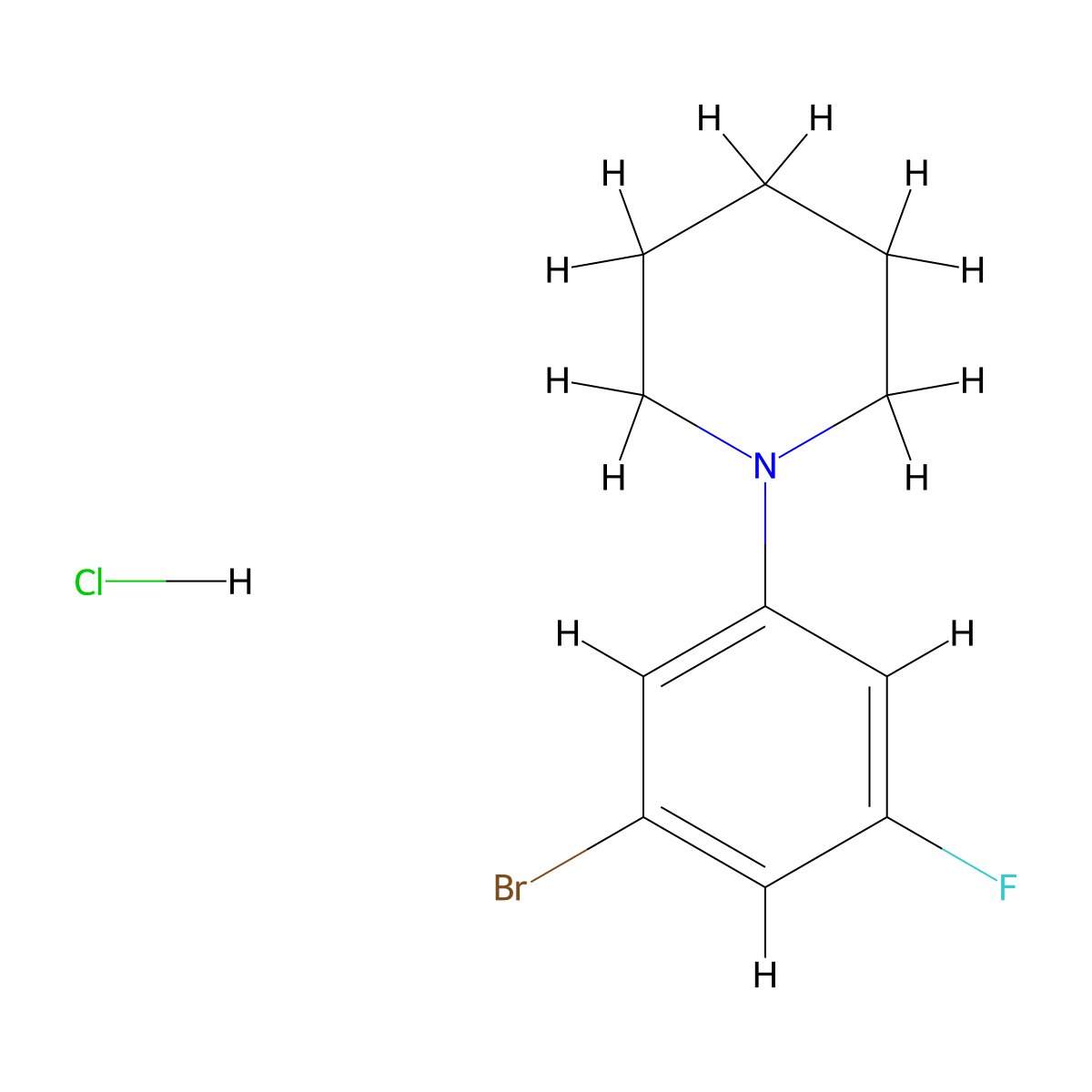 1-(3-Bromo-5-fluorophenyl)piperidine hydrochloride molecular structure, CAS 1242336-61-3