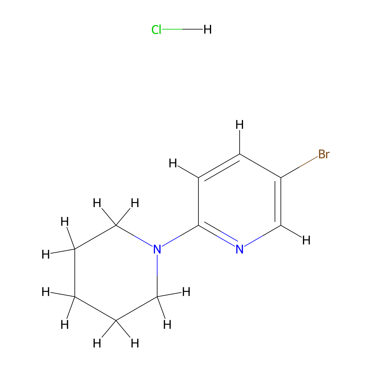 5-Bromo-2-piperidinopyridine, hcl molecular structure, CAS 1242336-67-9