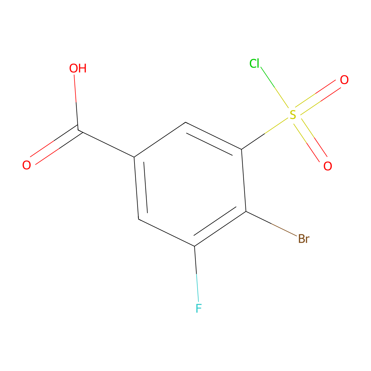 4-Bromo-3-(chlorosulfonyl)-5-fluorobenzoic acid molecular structure, CAS 1242338-82-4