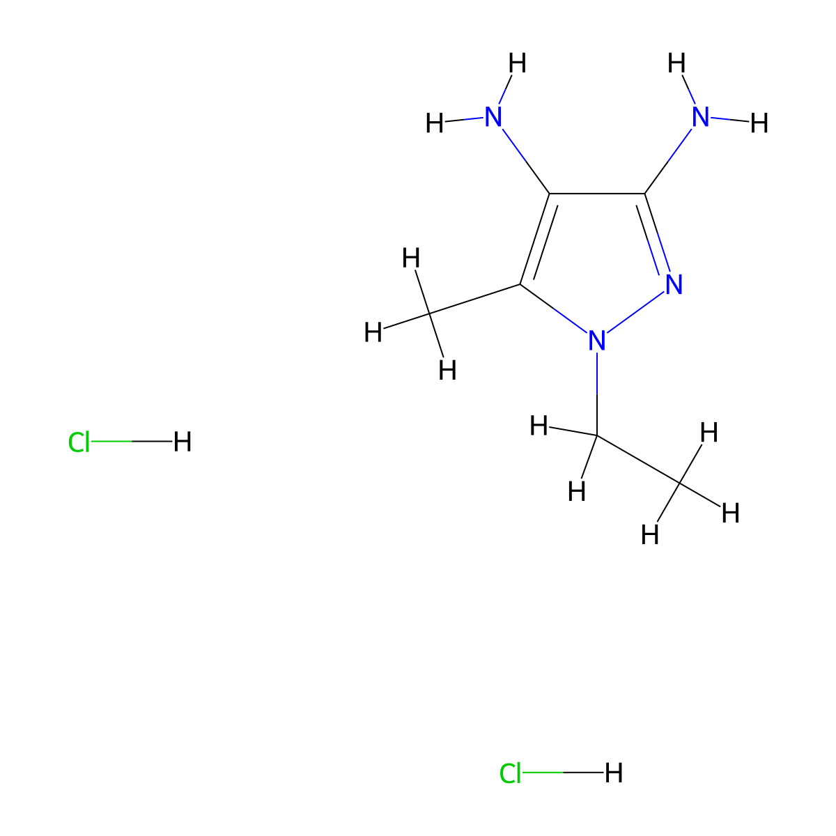 1-Ethyl-5-methyl-1H-pyrazole-3,4-diamine dihydrochloride molecular structure, CAS 1242338-85-7