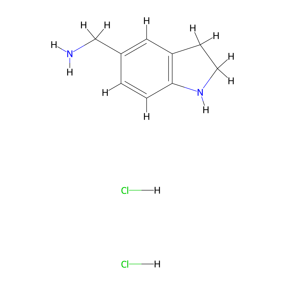 Indolin-5-ylmethanamine dihydrochloride molecular structure, CAS 1242338-94-8
