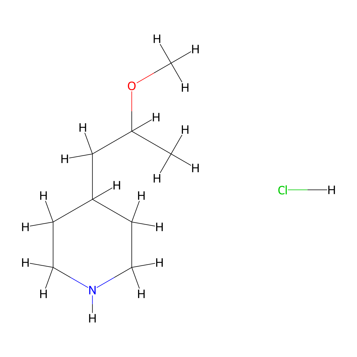 4-(2-Methoxypropyl)piperidine hydrochloride molecular structure, CAS 1242339-01-0