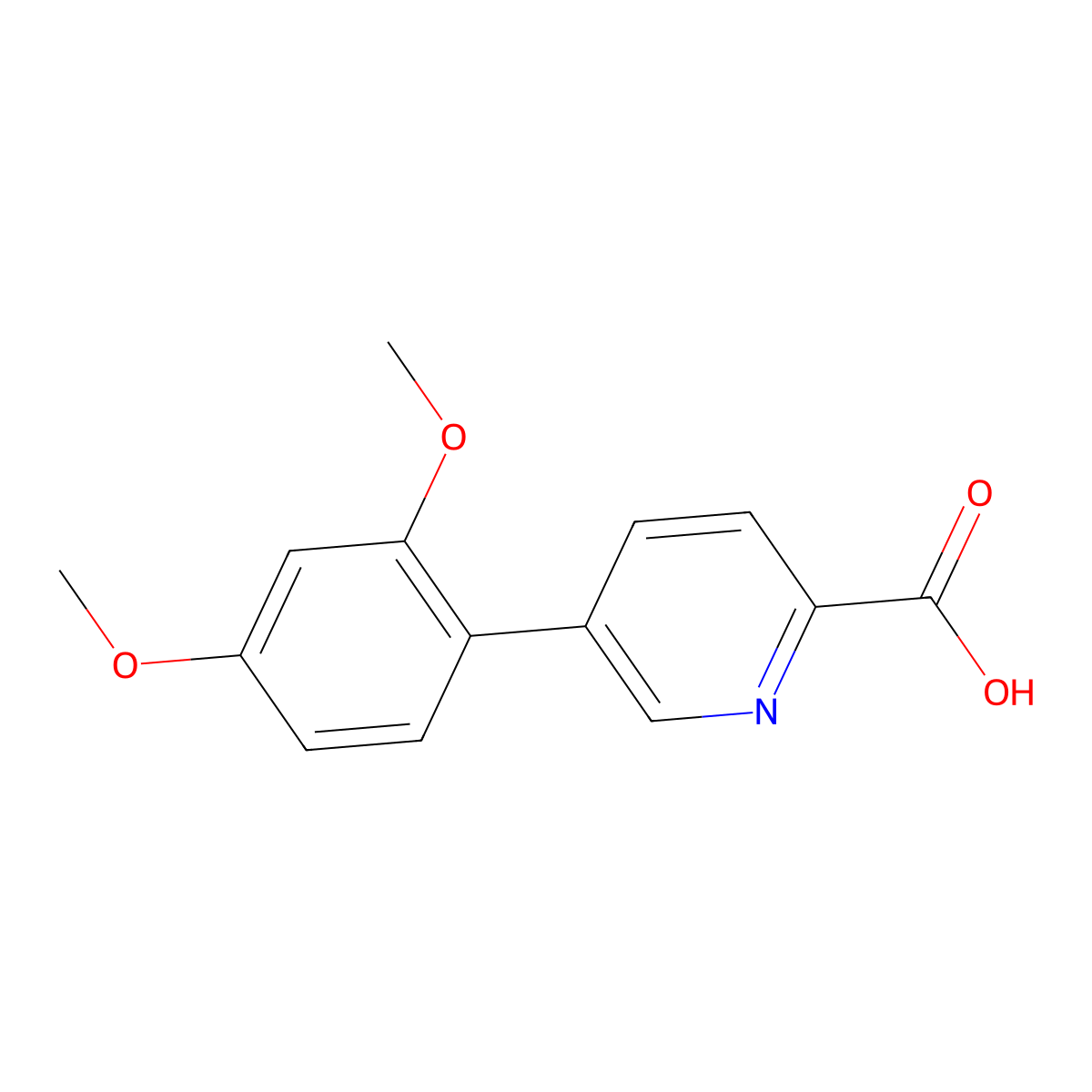 5-(2,4-Dimethoxyphenyl)-picolinic acid molecular structure, CAS 1242339-05-4