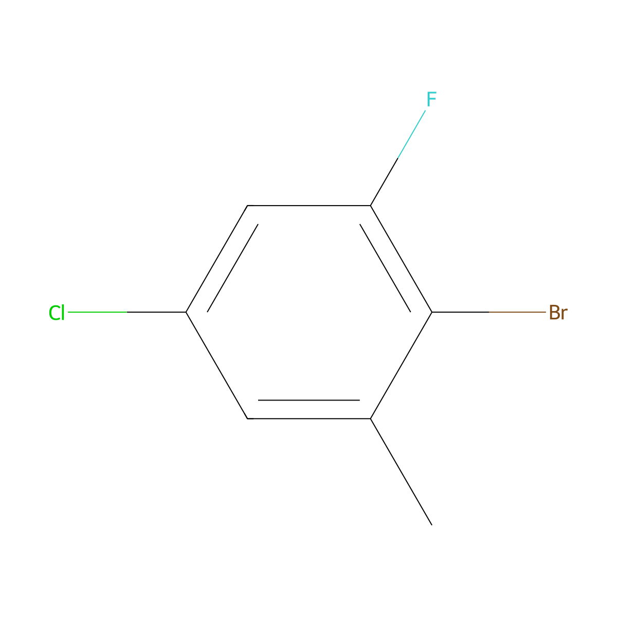 2-Bromo-5-chloro-1-fluoro-3-methylbenzene molecular structure, CAS 1242339-10-1