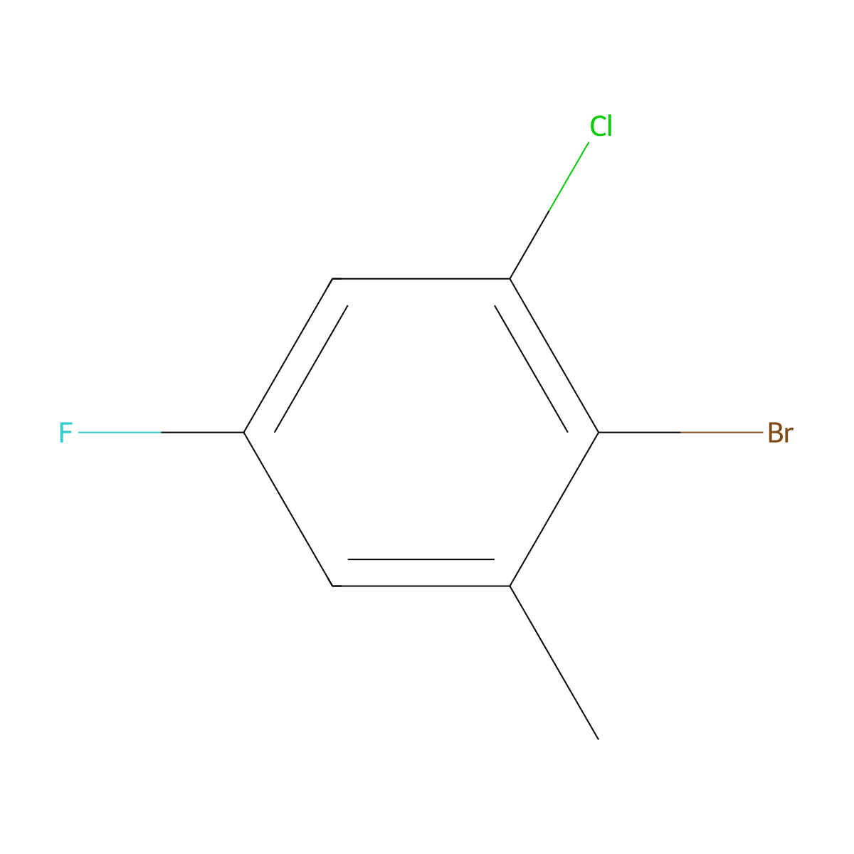 2-Bromo-1-chloro-5-fluoro-3-methylbenzene molecular structure, CAS 1242339-16-7