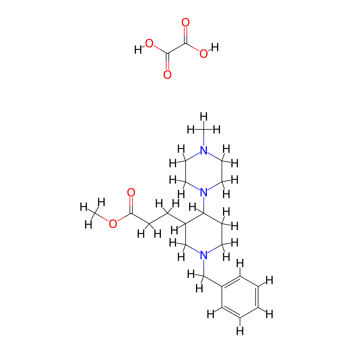 Methyl 3-[1-benzyl-4-(4-methylpiperazin-1-yl)-piperidin-3-yl]propanoate oxalate molecular structure, CAS 1242339-17-8