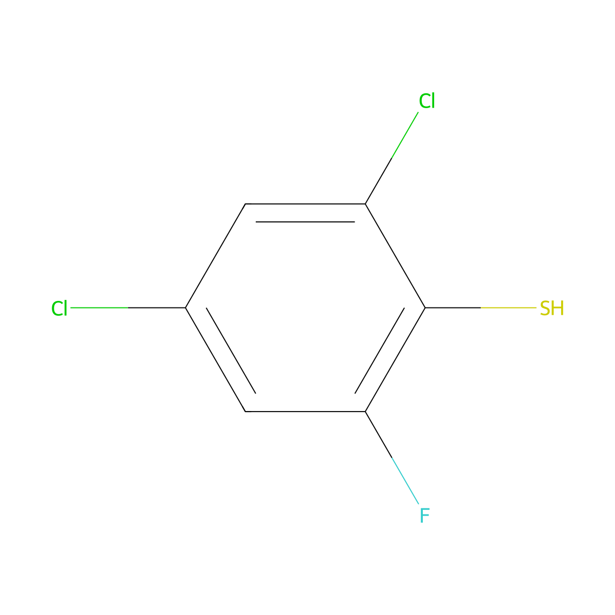 2,4-Dichloro-6-fluorobenzenethiol molecular structure, CAS 1242339-24-7