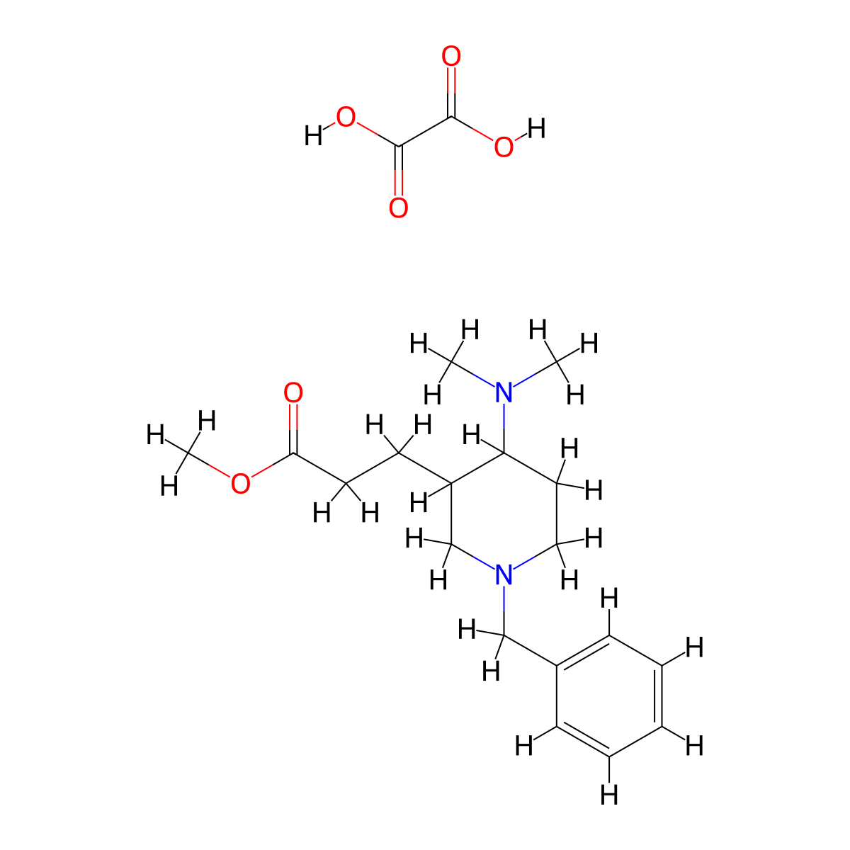 Methyl 3-[1-benzyl-4-(dimethylamino)piperidin-3-yl]propanoate oxalate molecular structure, CAS 1242339-29-2