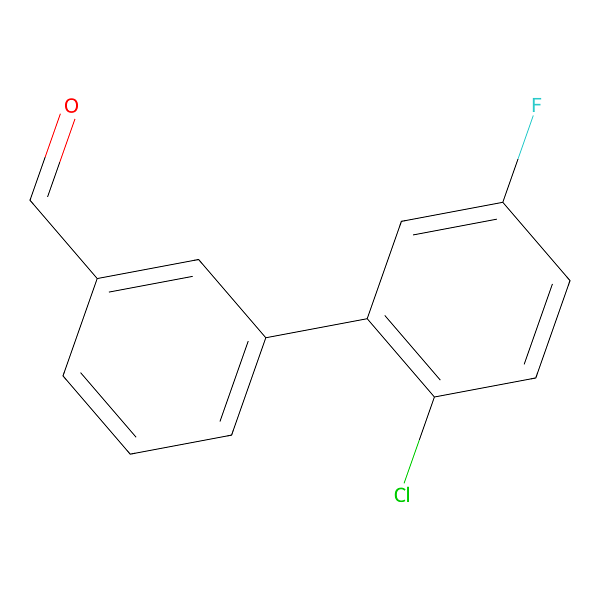2'-Chloro-5'-fluoro-[1,1'-biphenyl]-3-carbaldehyde molecular structure, CAS 1242339-34-9