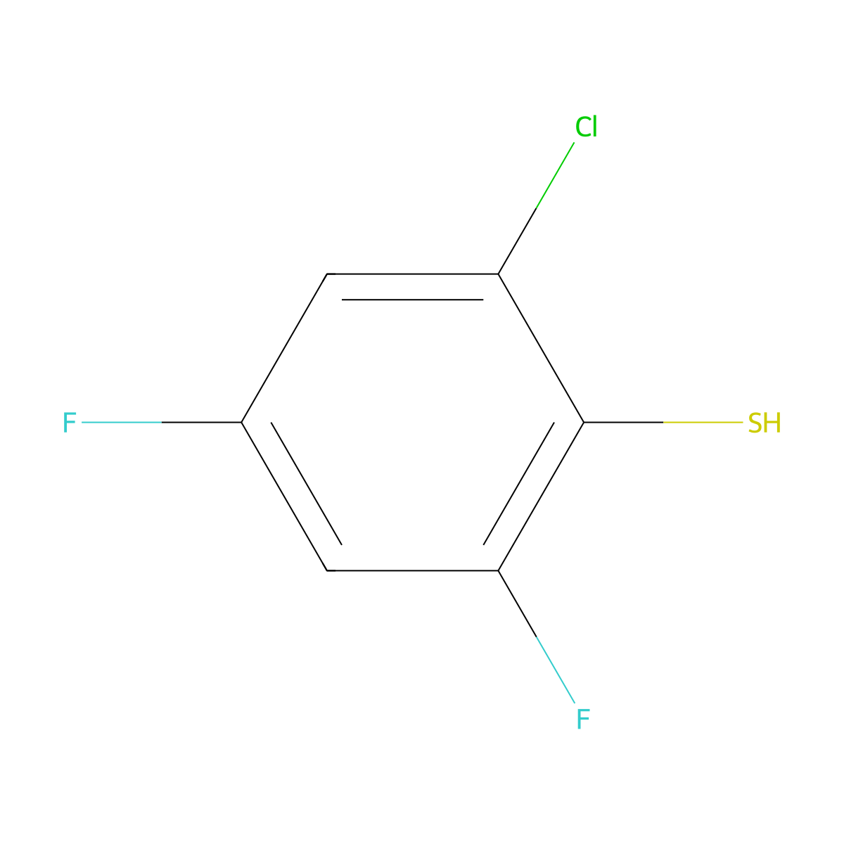 2-Chloro-4,6-difluorobenzenethiol molecular structure, CAS 1242339-38-3