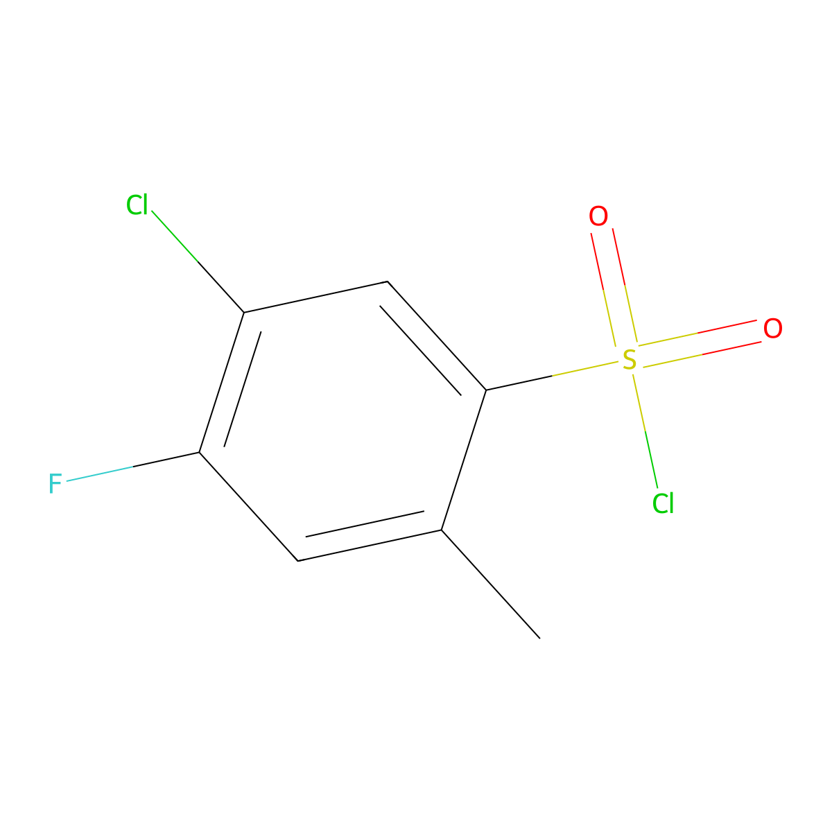 5-Chloro-4-fluoro-2-methylbenzenesulfonyl chloride molecular structure, CAS 1242339-40-7