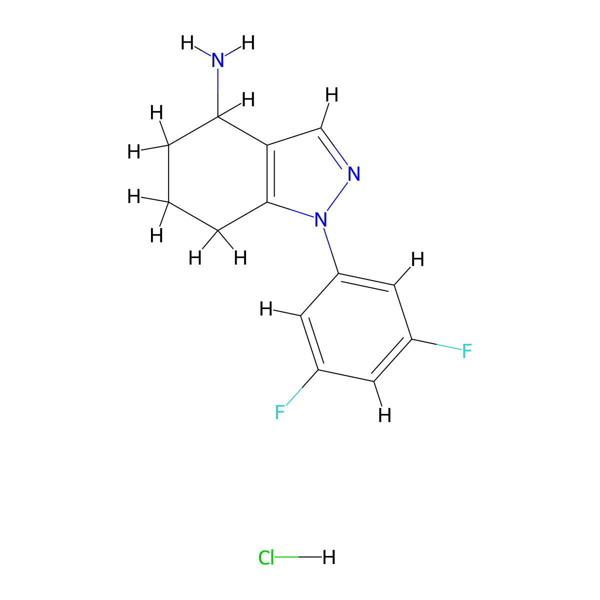 1-(3,5-difluorophenyl)-4,5,6,7-tetrahydro-1H-indazol-4-amine hydrochloride molecular structure, CAS 1242339-60-1