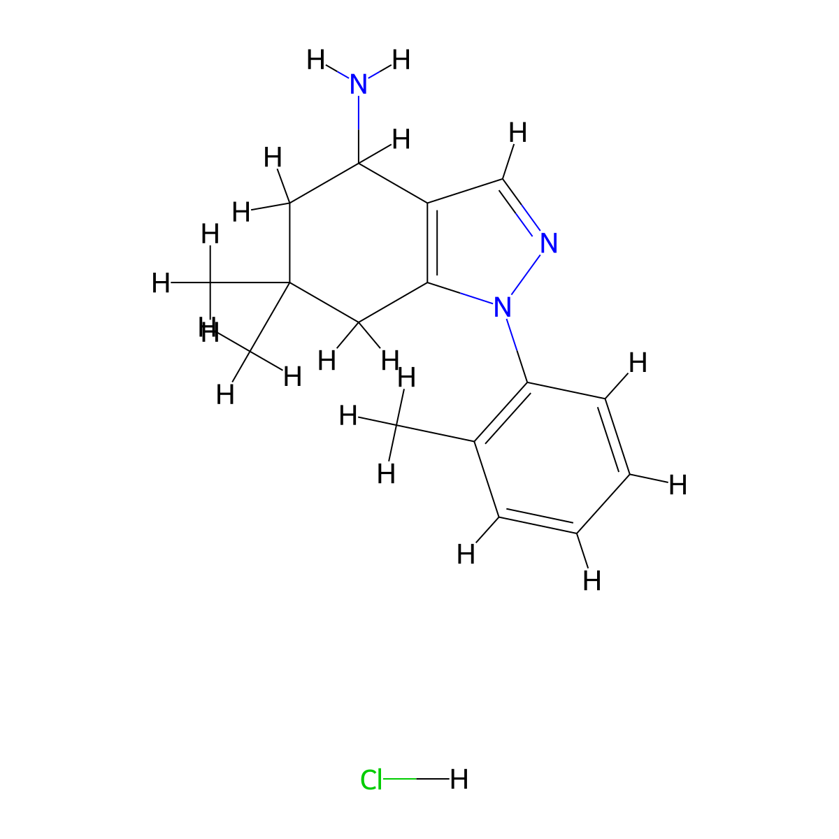 6,6-dimethyl-1-(2-methylphenyl)-4,5,6,7-tetrahydro-1H-indazol-4-amine hydrochloride molecular structure, CAS 1242339-61-2