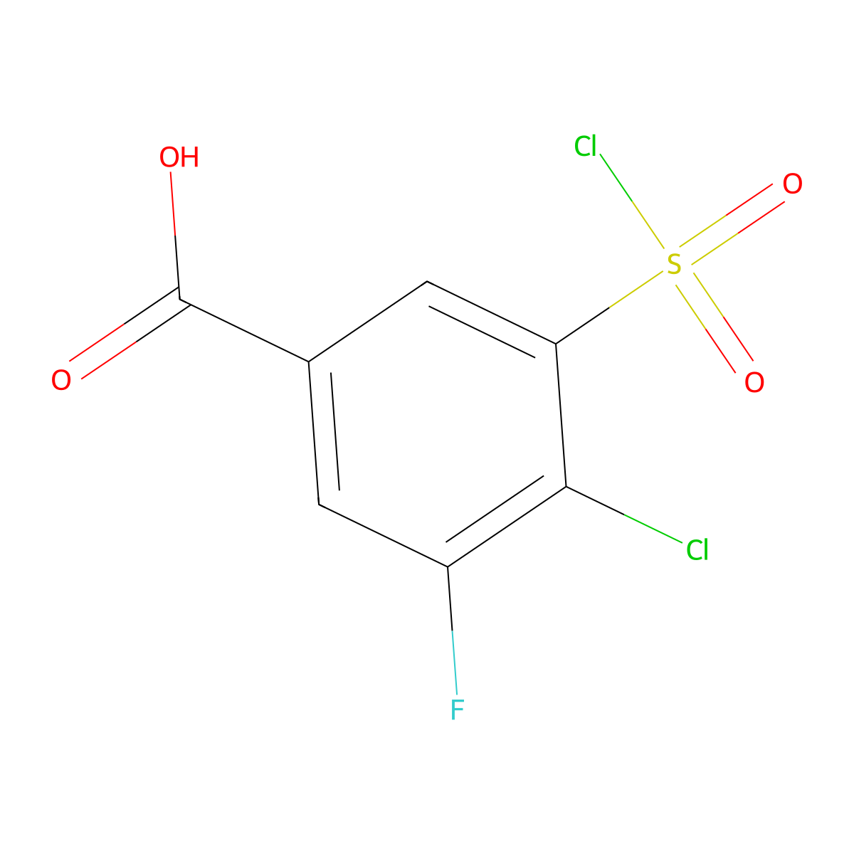 4-Chloro-3-(chlorosulfonyl)-5-fluorobenzoic acid molecular structure, CAS 1242339-73-6