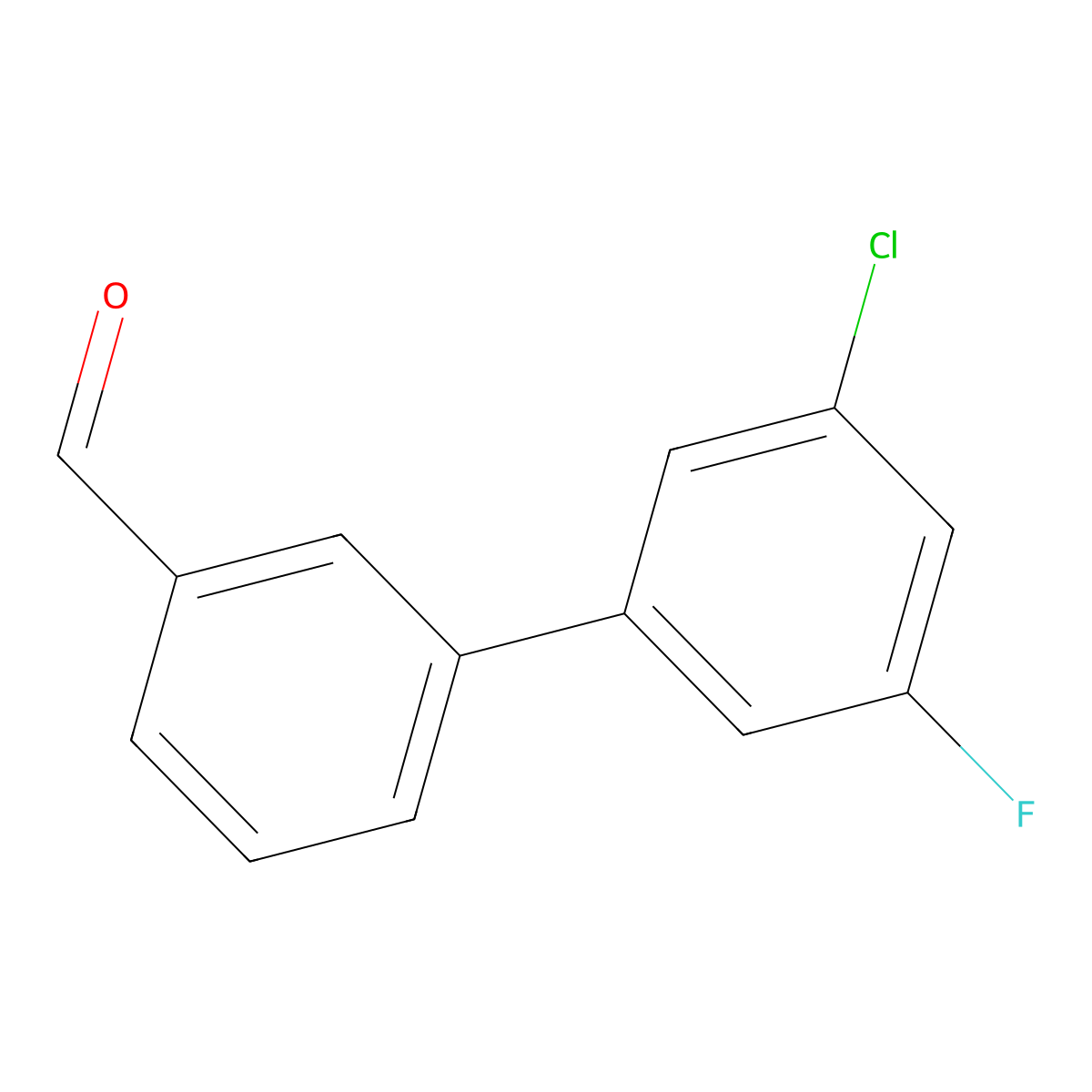 3'-Chloro-5'-fluoro-[1,1'-biphenyl]-3-carbaldehyde molecular structure, CAS 1242339-78-1