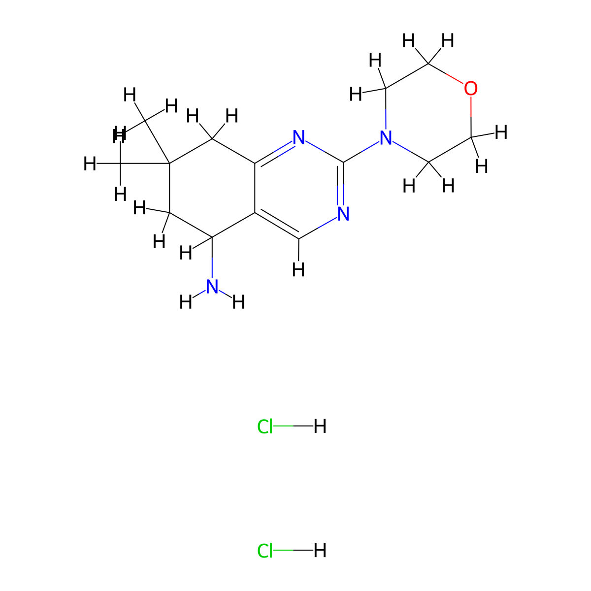 7,7-Dimethyl-2-morpholin-4-yl-5,6,7,8-tetrahydroquinazolin-5-amine dihydrochloride molecular structure, CAS 1242339-81-6