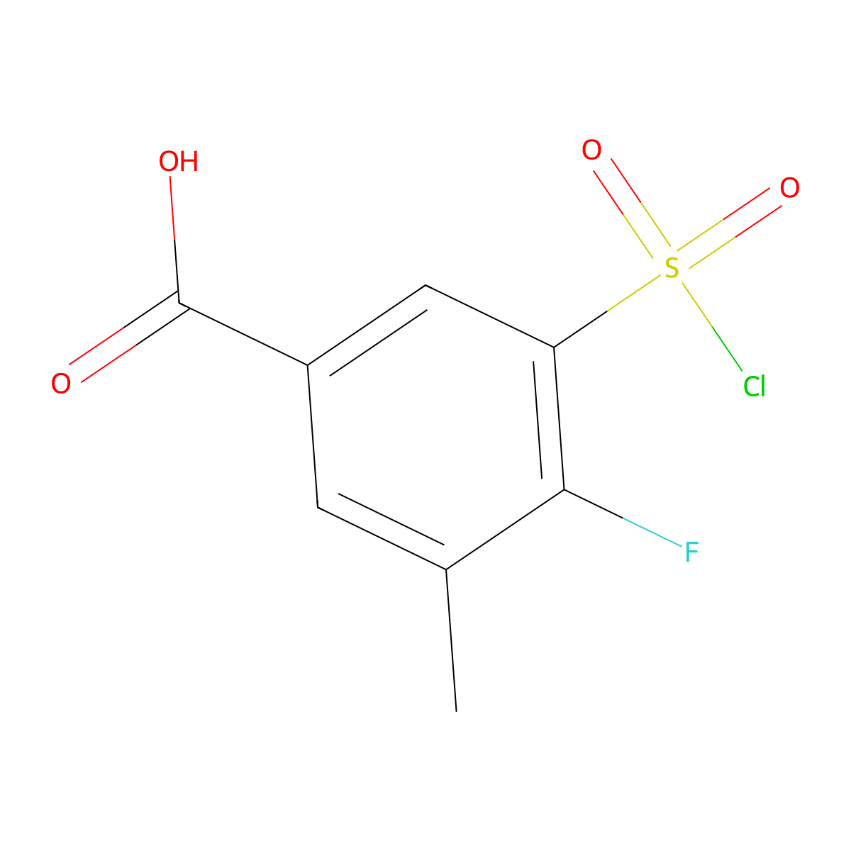 3-(Chlorosulfonyl)-4-fluoro-5-methylbenzoic acid molecular structure, CAS 1242339-88-3
