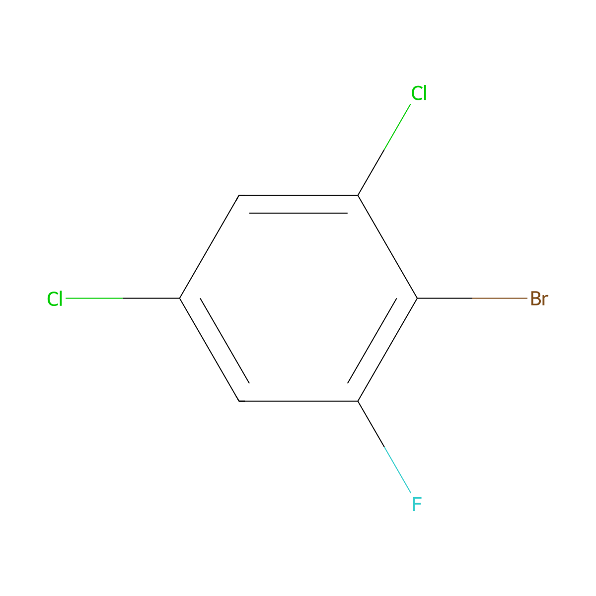 2-Bromo-1,5-dichloro-3-fluorobenzene molecular structure, CAS 1242339-89-4