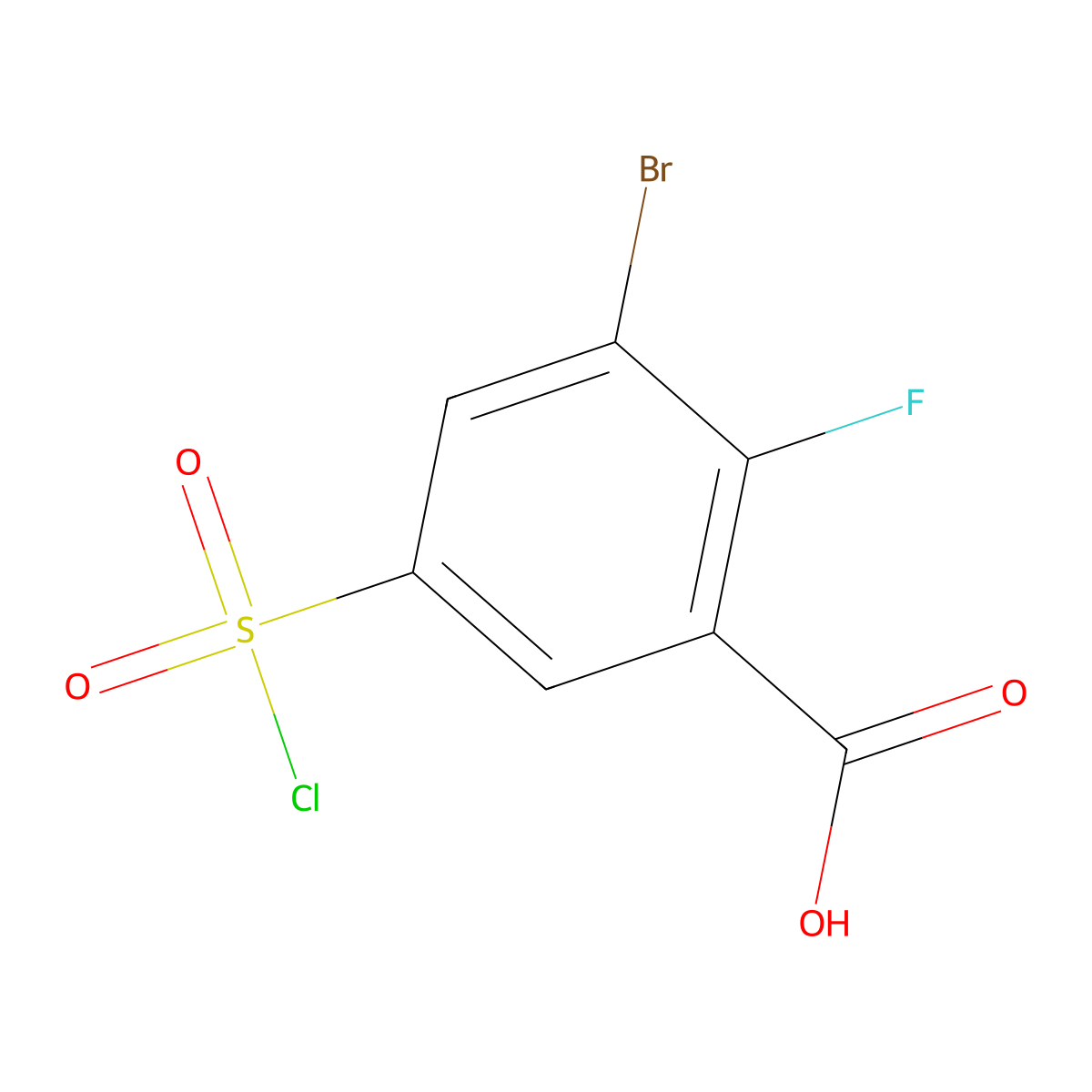 3-Bromo-2-fluoro-5-(chlorosulfonyl)benzoic acid molecular structure, CAS 1242339-96-3
