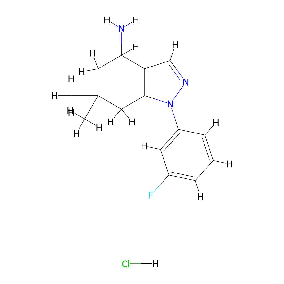 1-(3-fluorophenyl)-6,6-dimethyl-4,5,6,7-tetrahydro-1H-indazol-4-amine hydrochloride molecular structure, CAS 1242340-02-8