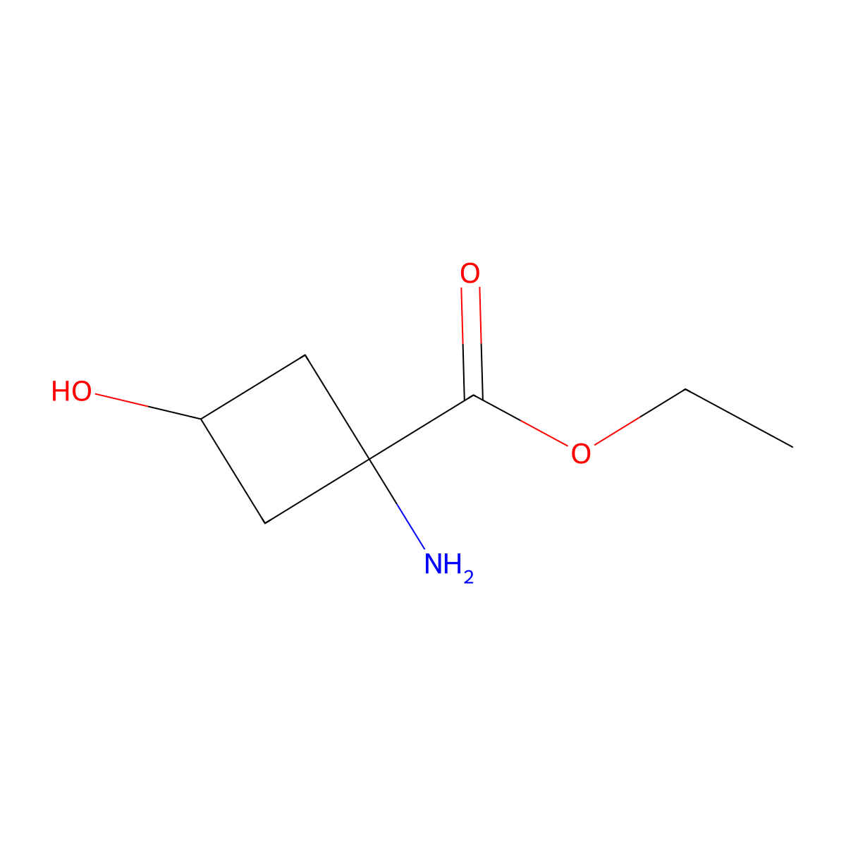 Ethyl 1-amino-3-hydroxycyclobutane-1-carboxylate molecular structure, CAS 1242409-78-4