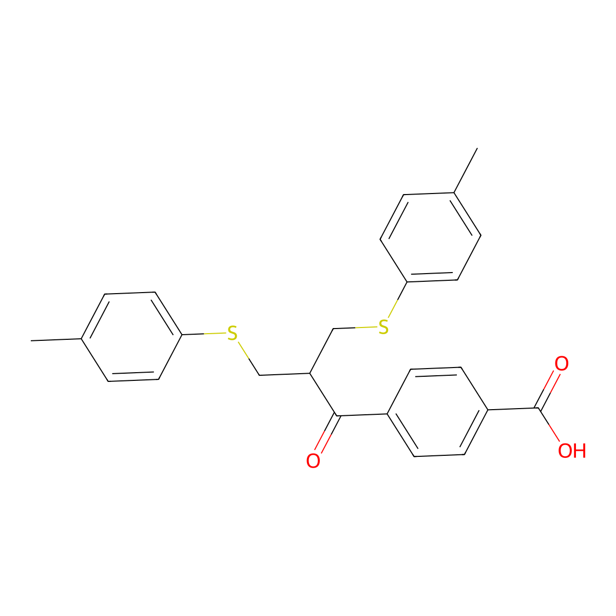 4-(3-(p-Tolylthio)-2-((p-tolylthio)methyl)propanoyl)benzoic acid molecular structure, CAS 124242-93-9