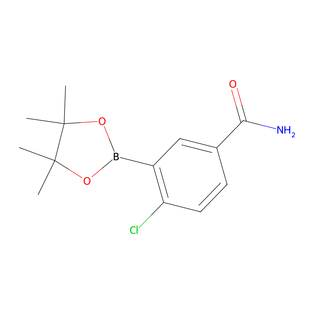 4-Chloro-3-(4,4,5,5-tetramethyl-1,3,2-dioxaborolan-2-yl)benzamide molecular structure, CAS 1242422-55-4